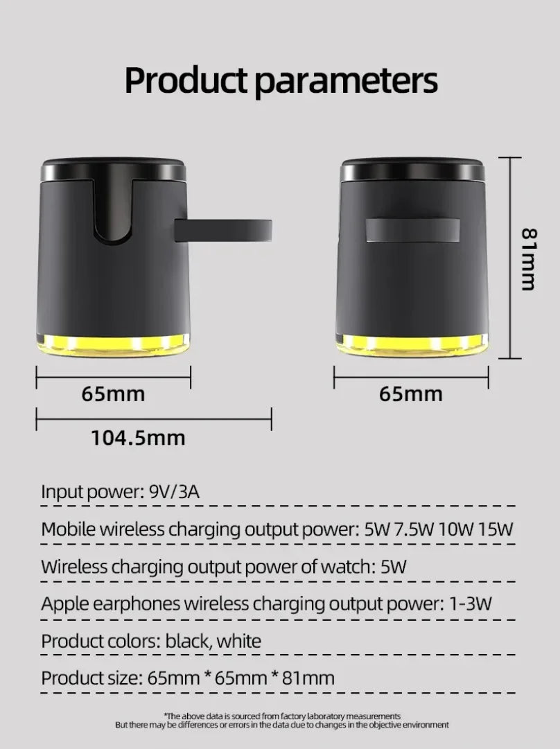 Fast Charging Dock Stand QI2 Wireless Charger Night Light 4 in 1 For Magsafe iPhone 16 15 14 Pro Max Airpods Pro 2-8 Apple Watch