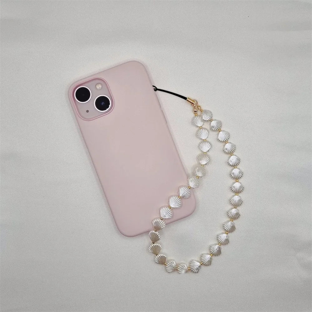 Heart Shell Bead Phone Chain Anti-Loss Charm Strap Keychain Lanyard Pendant Ins Bag Camera Decoration For Woman Girl