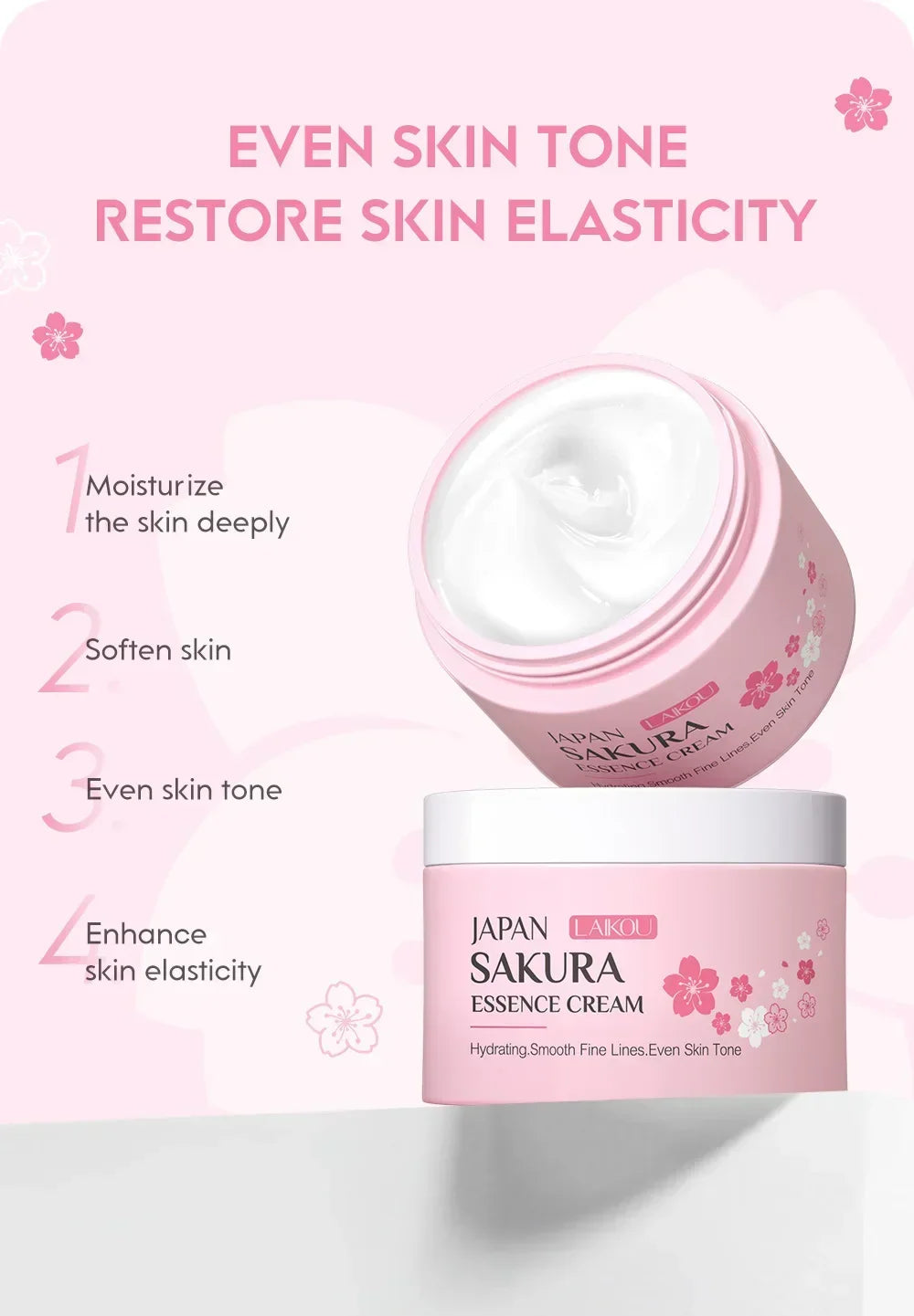 LAIKOU Japan Sakura Face Cream Smoothing Moisturizer Whitening Nourishing Oil Control Moisturizing Skin Care Repair Skin 25g