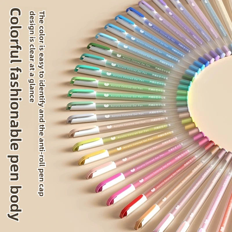 36/12 Colors Acrylic Gel Pen 1.0mm Large Capacity Student Writing Pen Painting Drawing Office School Supplies Stationery