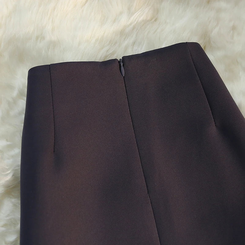 Seoulish 2024 New Spring Summer Elegant Purple Formal Women's Wrap Skirts High Waist Workwear Back Zipper A-Line Skirts Female