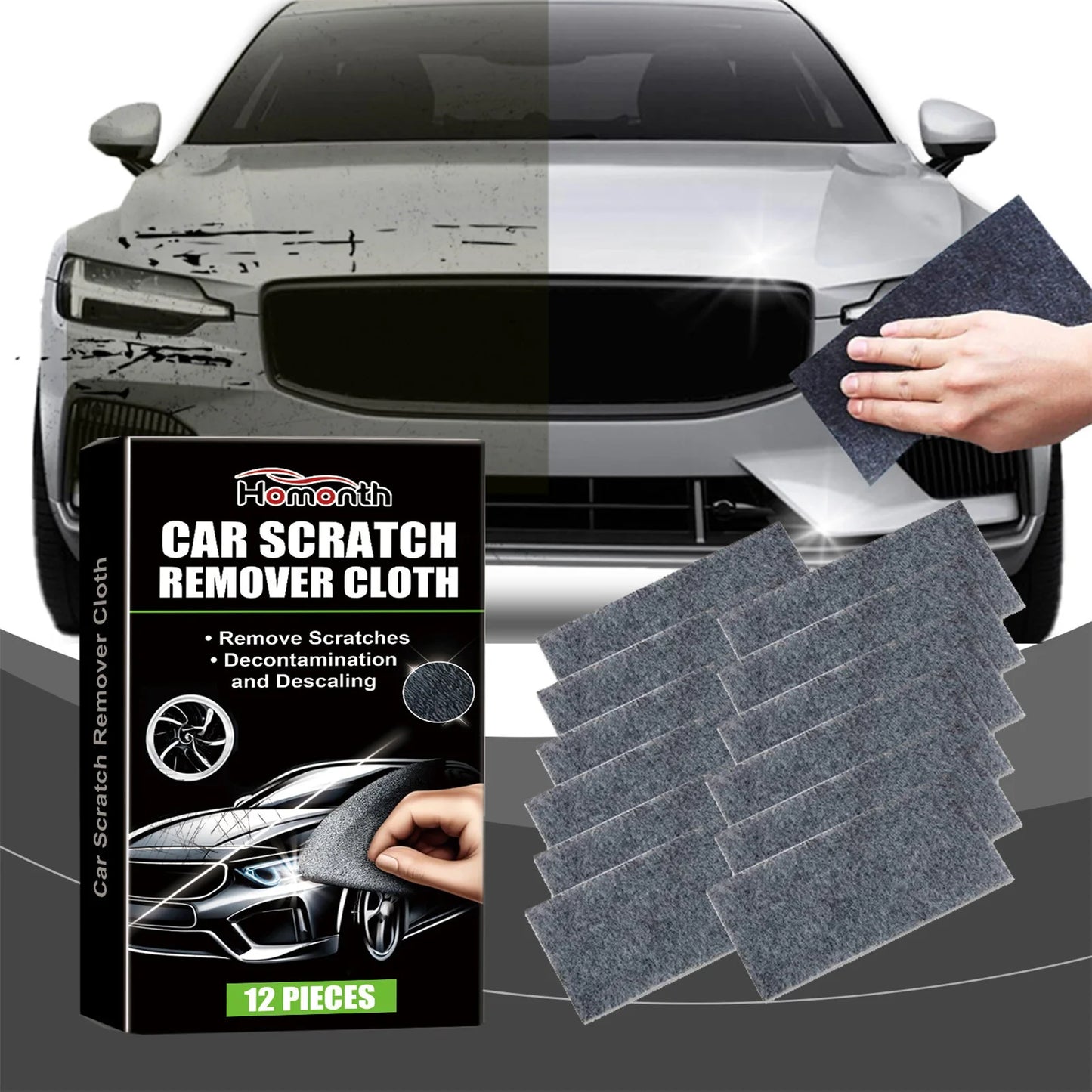 12pcs Car Scratches Remover Cloth Easy to Use Lightweight Scratch Cleaning Maintenance Suitable for All Kinds of Cars