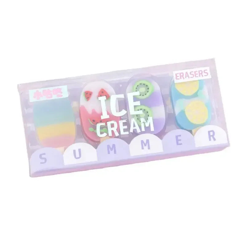 Umi’s Kawaii Ice Cream Eraser Set – Cute Cartoon Rubber Mini Erasers for Kids, School & Office Stationery Fun