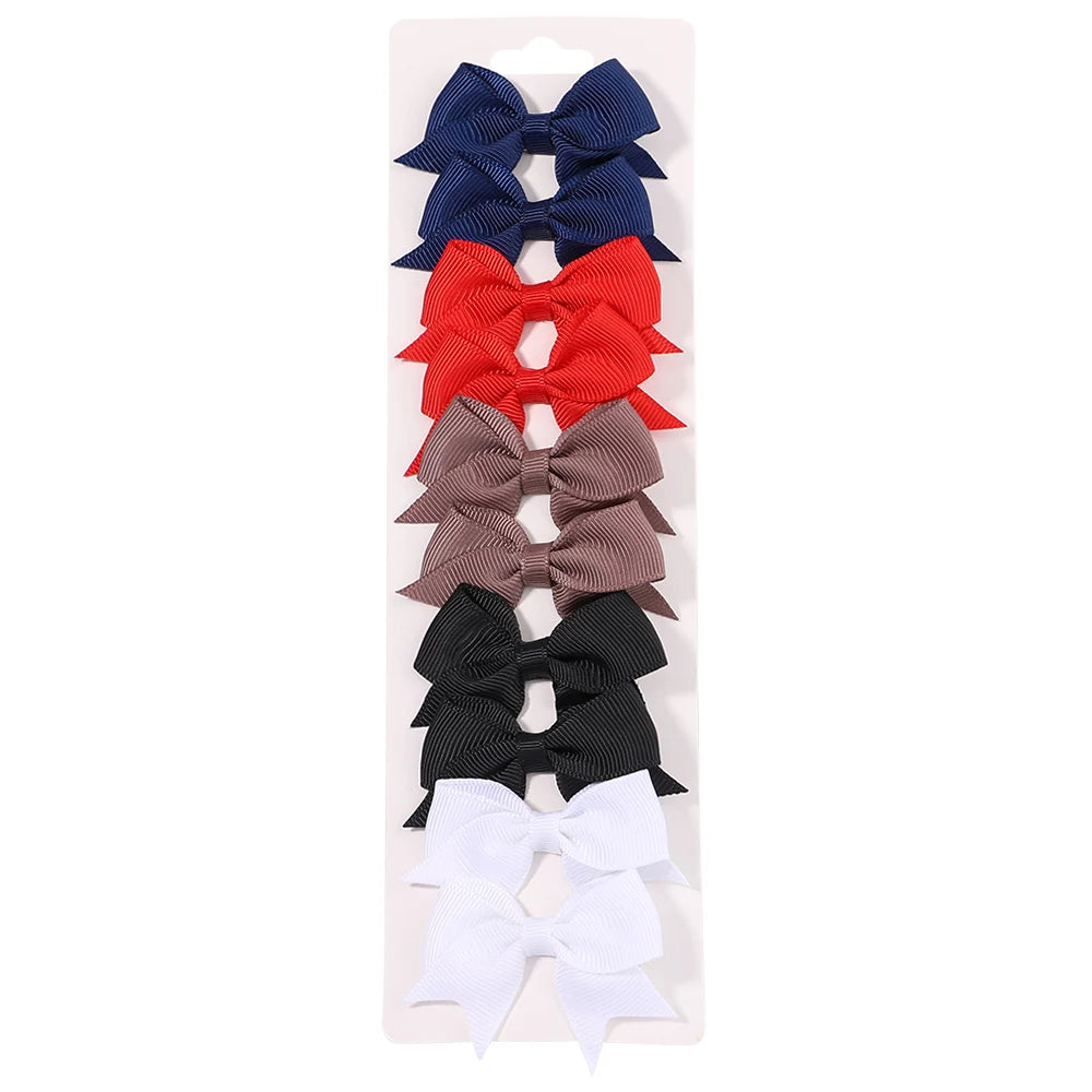 10-Pack Ribbon Bow Hair Clips – Sweet Handmade Styles for Little Girls!