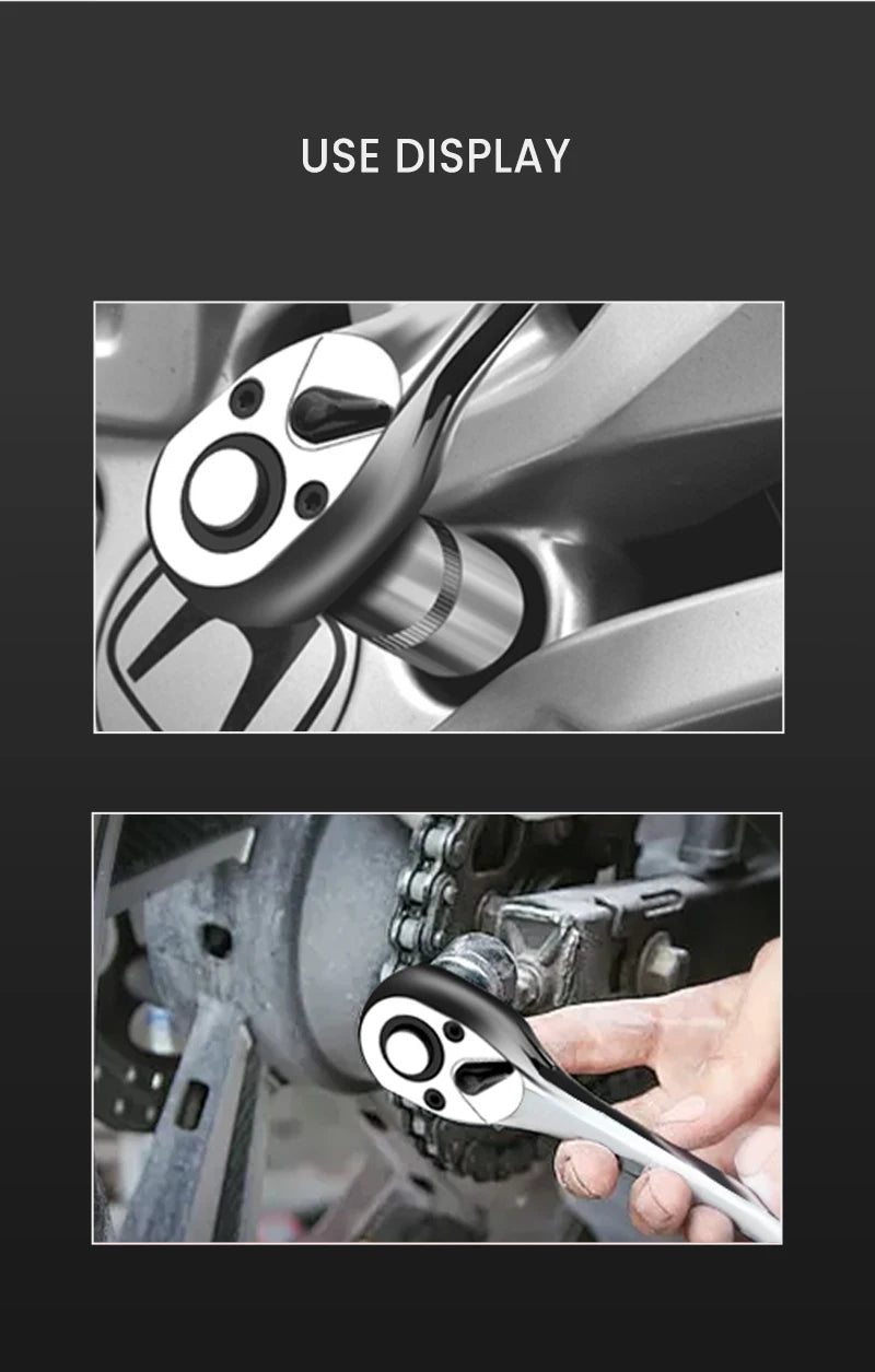 Socket Wrench, 12 Piece Set of Multifunctional Tools, Ratchet Quick Maintenance Car Set, Ratchet Quick Wrench Combination