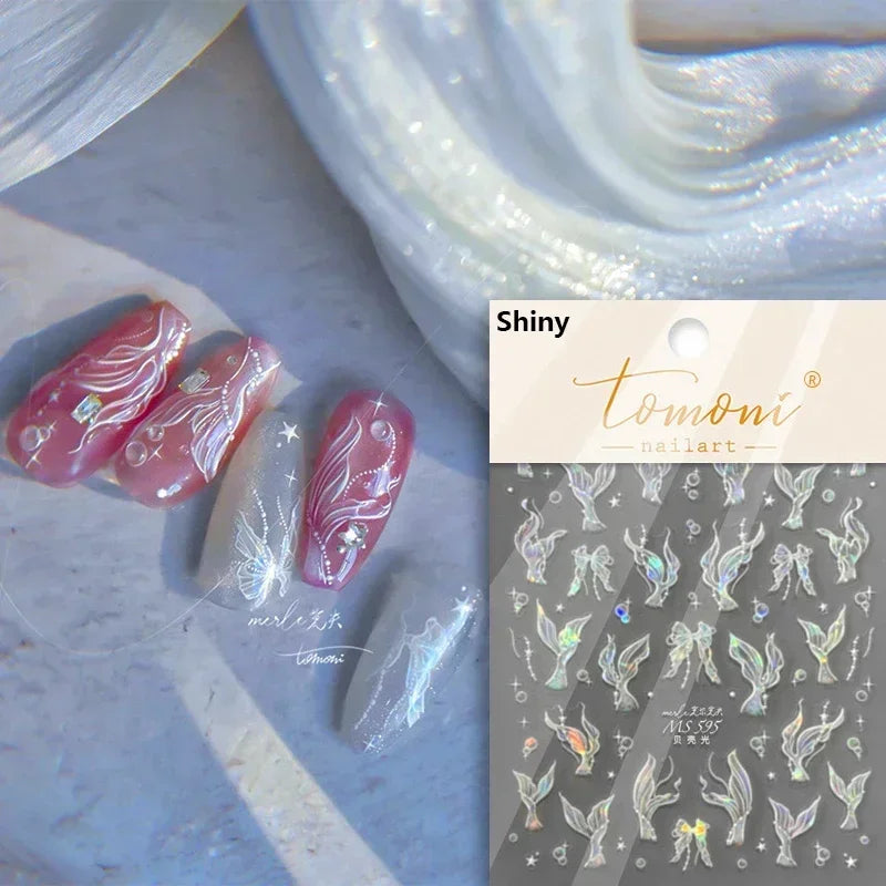 Colorful & Fun Beach Bloom Nail Art – 5D Stickers with Coral, Petals & Ocean Charms
