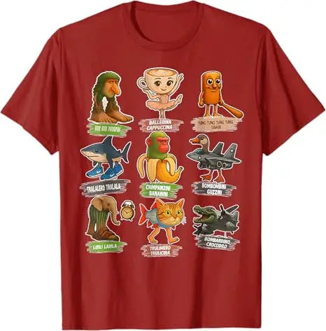 Italian Brainrot Meme Funny All Brainrot Animals Humor T-Shirt Cute Y2k Design Graphic Outfit boys fashion Novelty Gift