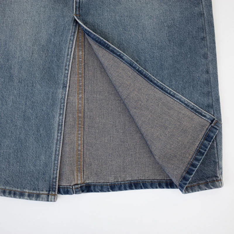 Women's Denim Wrap Skirts Retro High Waisted Split A-line Denim Skirt Autumn Fashion Straight Skirt Female