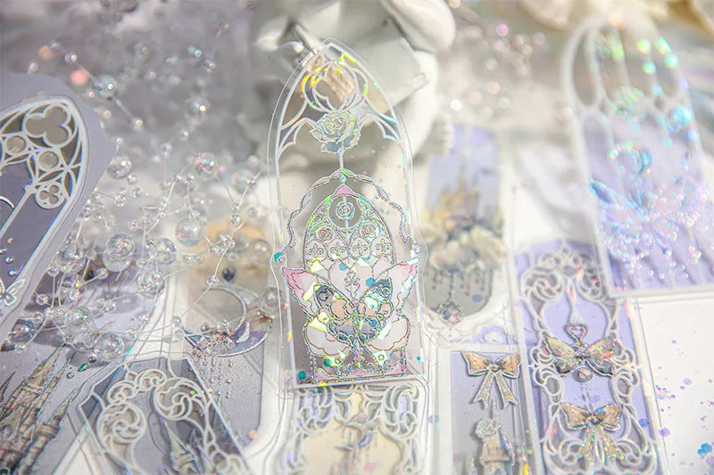 Fluorescent Dream Bookmark Set – 10pcs Kawaii PVC Page Markers & Message Cards for Stationery Lovers