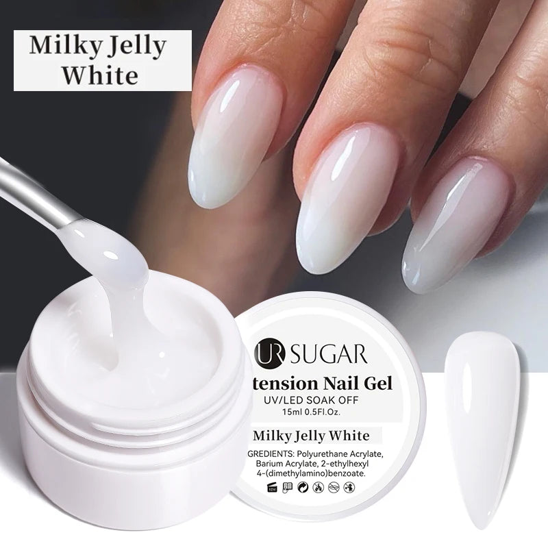 UR SUGAR Jelly Nail Extension Gel – Clear, Nude & Milky White Shades for Chic DIY Manicures
