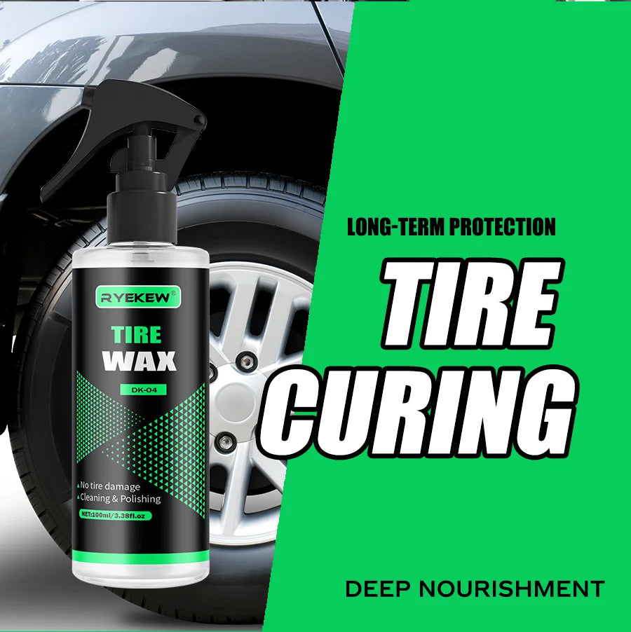 Tire Coating Spray High Gloss Hydrophobic Sealant Wax Car Wheel Polishing Brightener Auto Care Re-Black Tire Refurbishing Agent