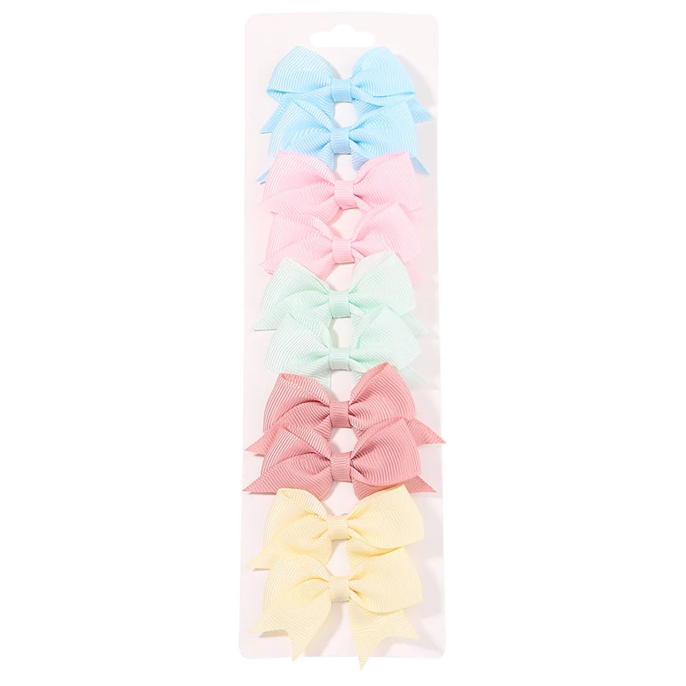 10-Pack Ribbon Bow Hair Clips – Sweet Handmade Styles for Little Girls!