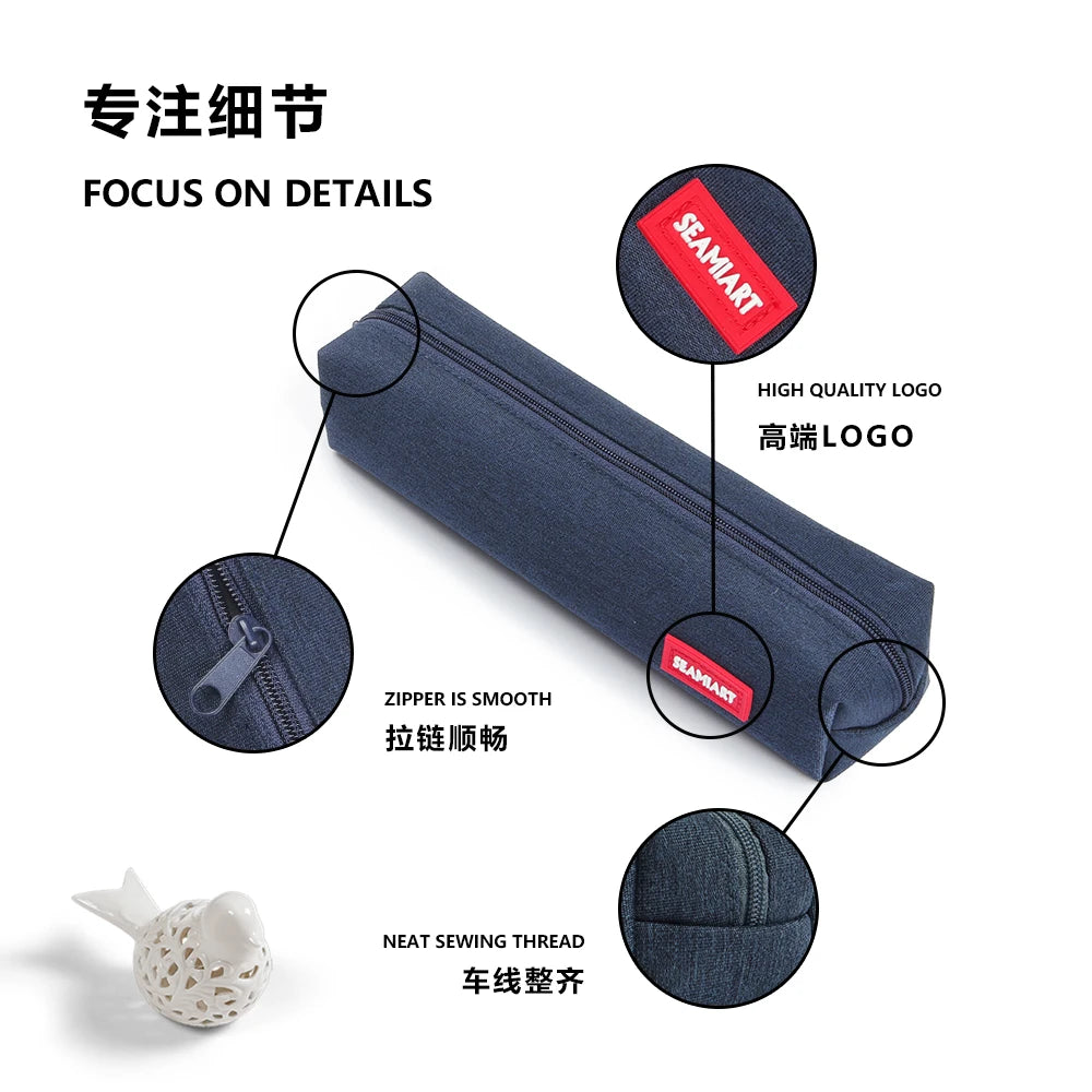 SeamiArt Solid Color Mini Pencil Case – Simple Zipper Pen Bag for School, Office & Kawaii Stationery Fans