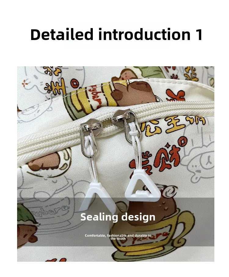 Capybara Campus Buddy – Kawaii Cartoon Laptop Backpack with Room to Spare!