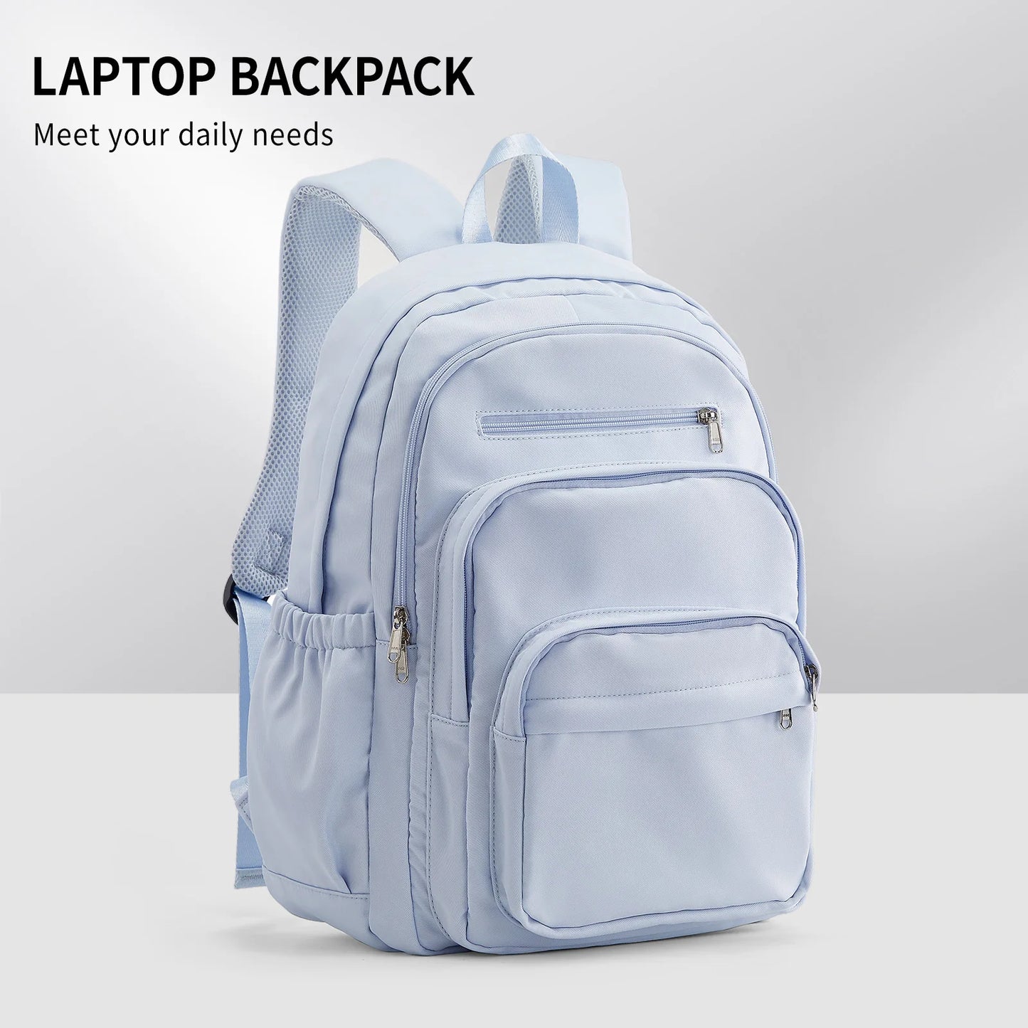 Light Blue Nylon Backpack – Stylish, Smart & Built to Carry On!