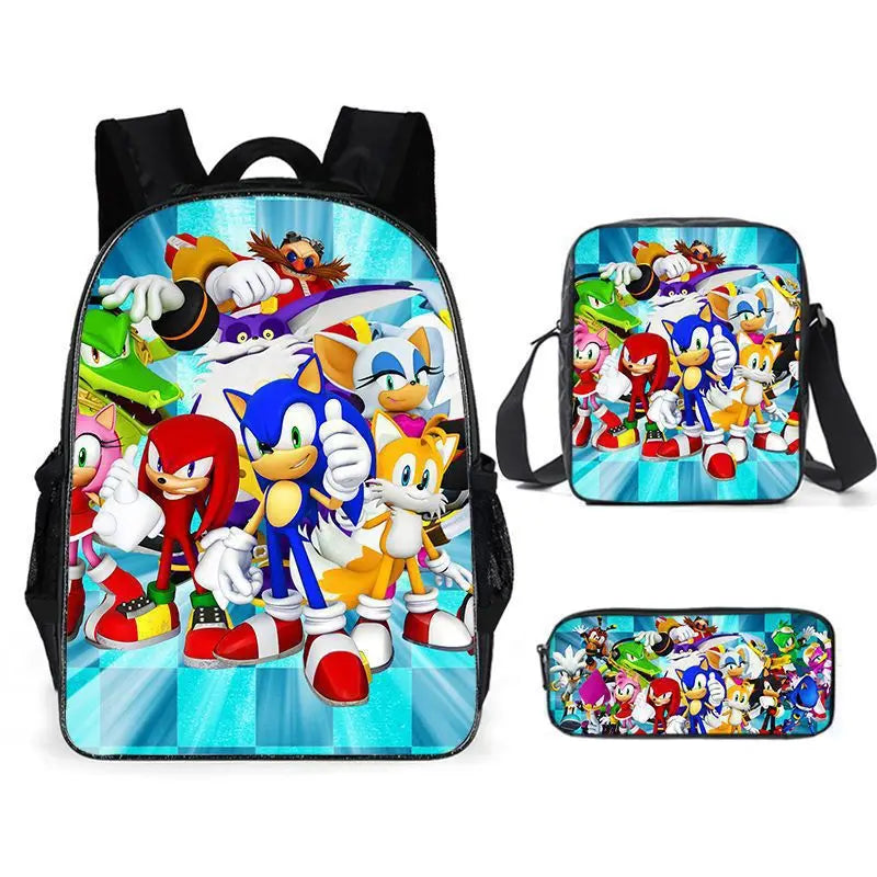 Sonic Speedster School Backpack – Anime Cartoon Schoolbag for Boys & Girls in Primary & Middle School