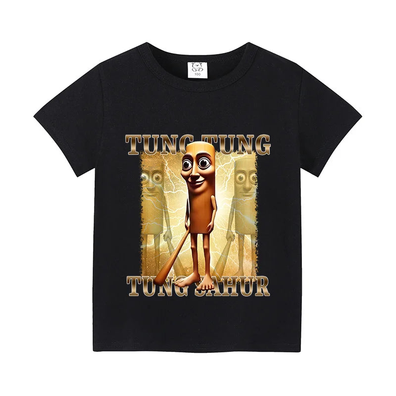 Italian Brainrot Animals Kids Cotton T-shirt Cappuccino Assassino  Tops for Kids Funny Cartoon Print Cute Tee Summer Clothing