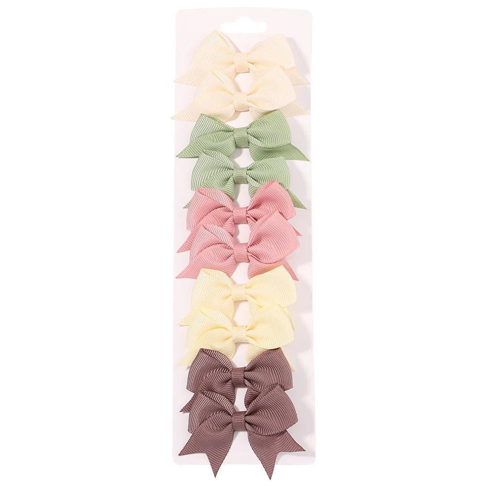 10-Pack Ribbon Bow Hair Clips – Sweet Handmade Styles for Little Girls!