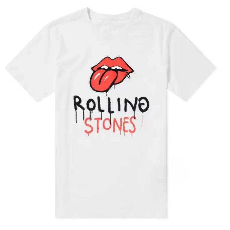 2025 Summer European and American Rock Punk The Rolling Stones T-shirt Summer Cotton Round Neck Short Sleeve Fashion Men's Tee