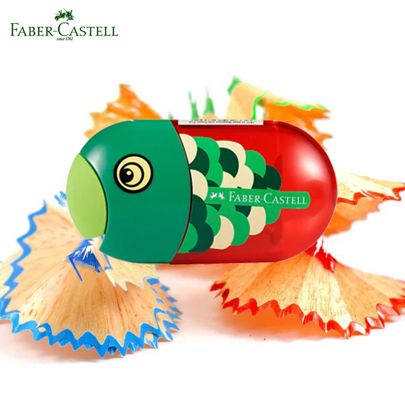 Faber-Castell Double-Hole Sharpener with Eraser – Cute Ladybug, Fish & Eagle Designs for Back-to-School Stationery Fans
