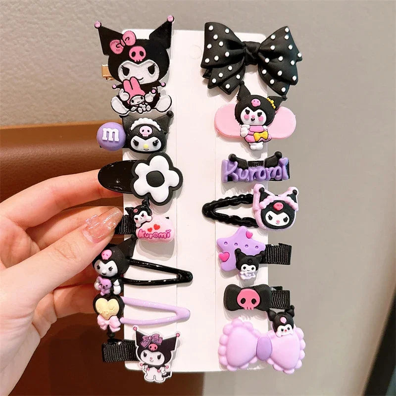 14-Piece Kuromi Hairclip Set – Cute Anime Style for Girls