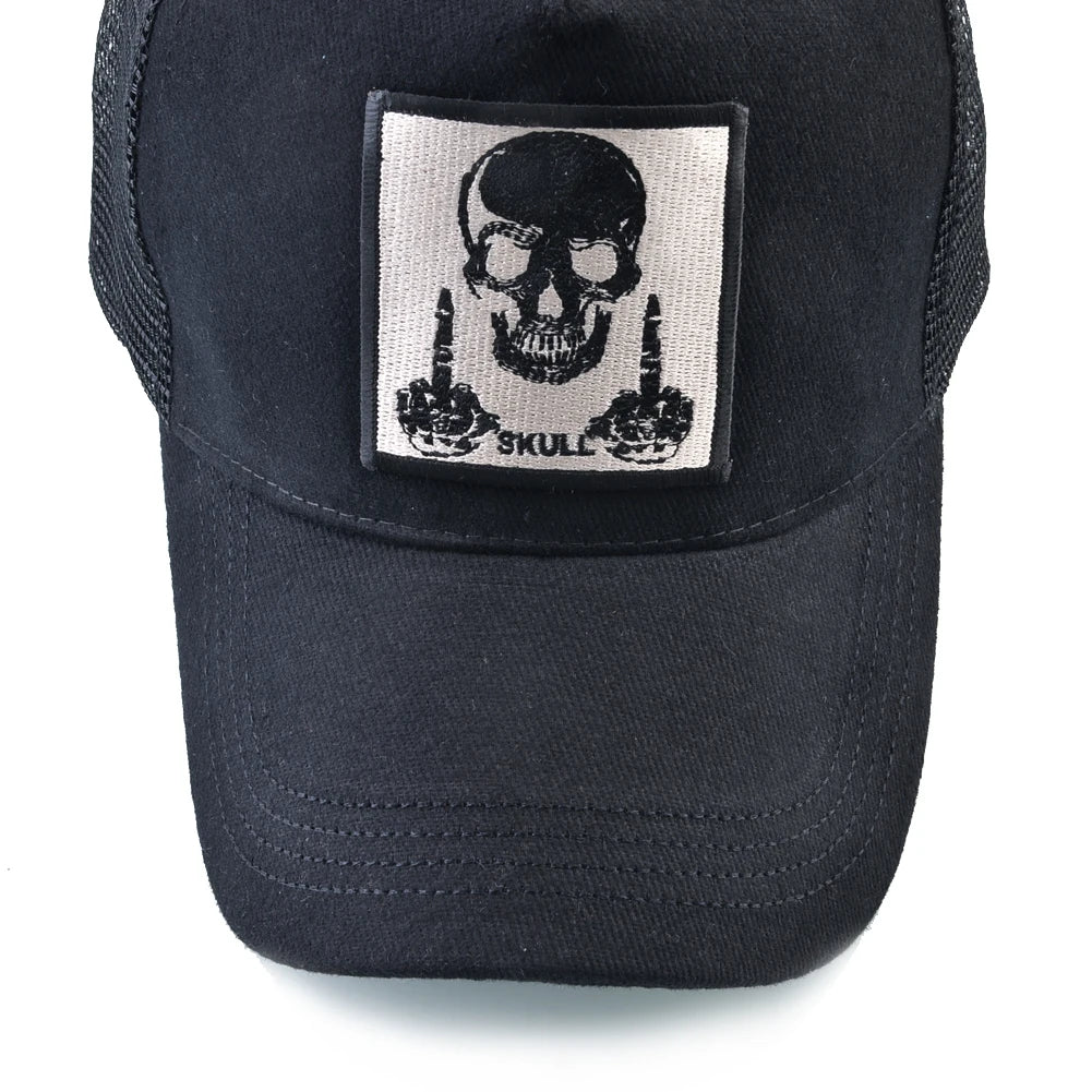 Unisex Trucker Cap Men Four Seasons Baseball Cap With Skull Patch Women's Snapback Hip Hop Baseball Hat Outdoor Sport Casual Cap