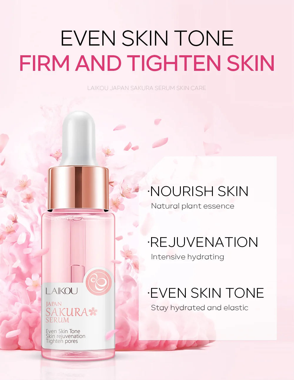 LAIKOU Sakura  Face Essence  Anti Wrinkle  Serum Shrink Pores Anti-Aging Moisturizing Dry Skin Care 17ml or 30ml