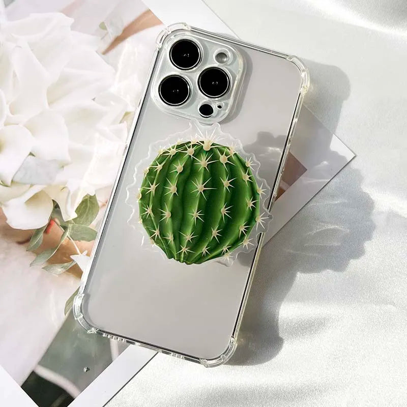 Factory Direct Acrylic Bracket Simulation Cactus Plant Phone Holder Foldable Lazy Stand Socket Folding Grip Tok
