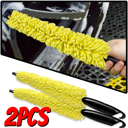 Car Rim Scrubber Wheel Cleaner Brush Wheel Tire Rim Brush with Plastic Handle Portable Auto Detailing Wash Cleaning Tool