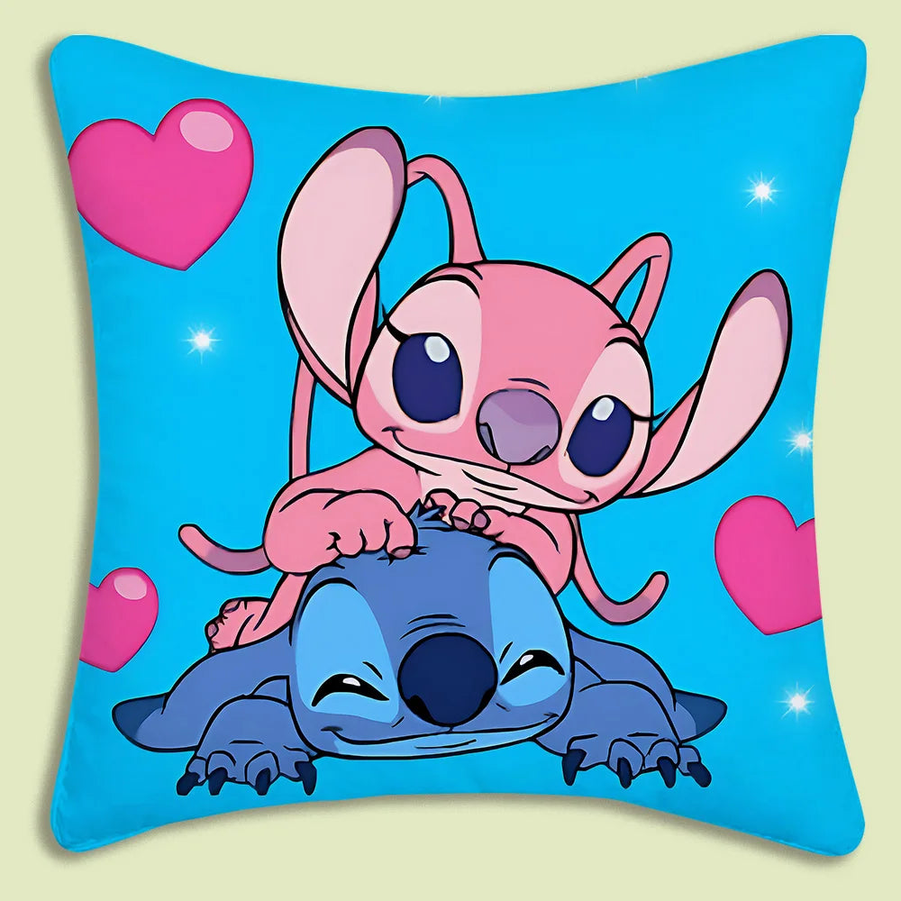 Cute Stitch Pillow Covers Cartoon Sofa Decorative Home Double-sided Printing Short Plush Cute Cushion Cover