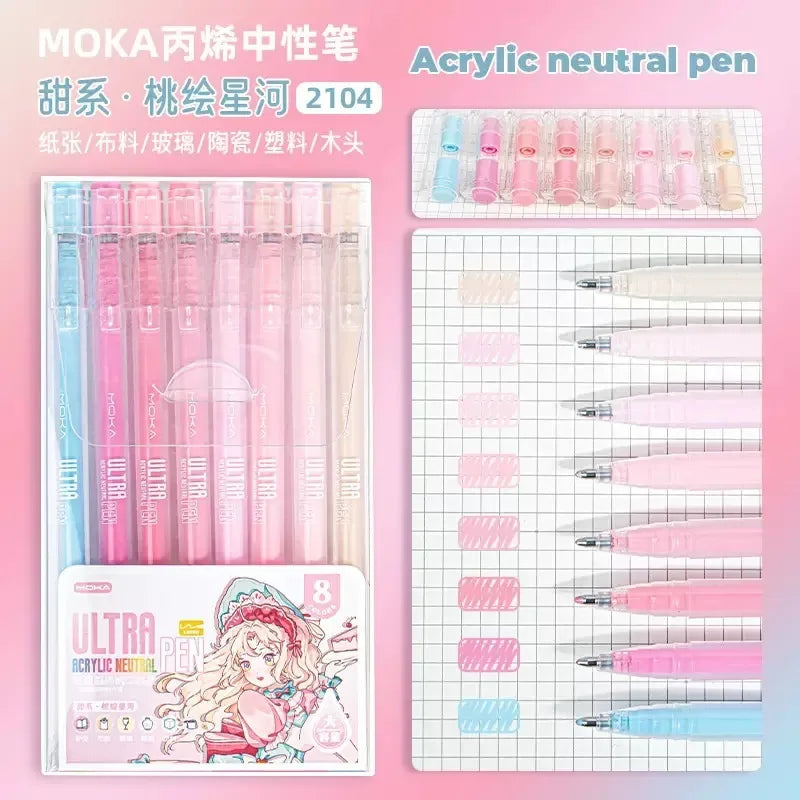 36/12 Colors Acrylic Gel Pen 1.0mm Large Capacity Student Writing Pen Painting Drawing Office School Supplies Stationery