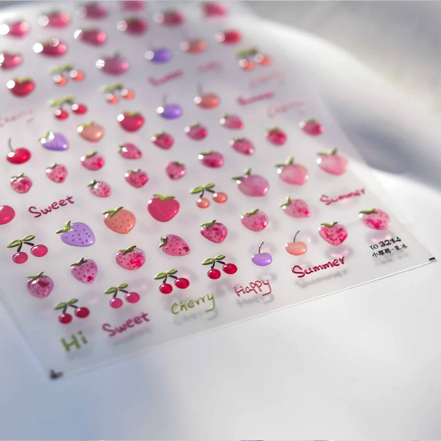 Jelly Cat Summer Fruits – Cute Watermelon & Ice Cream Nail Stickers for DIY Manicures