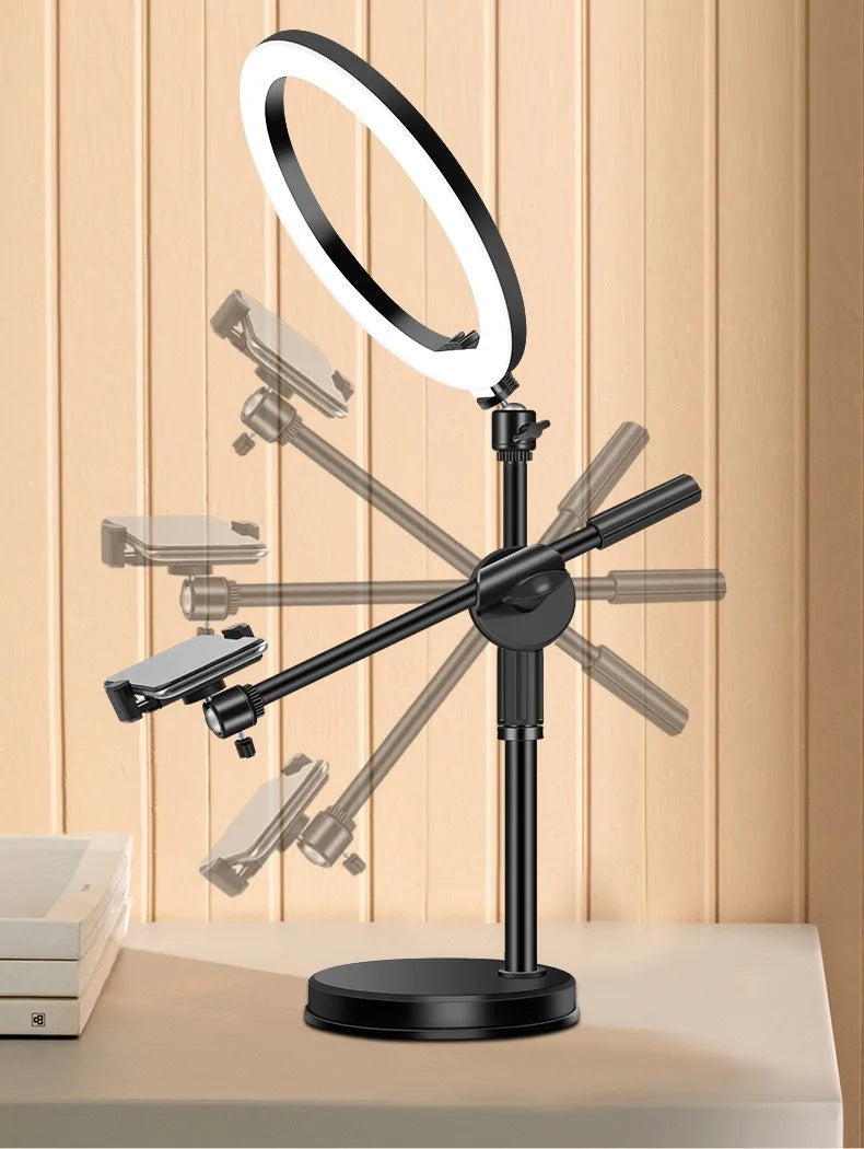 30CM Overhead Tripod for Phone with Ring Light Desktop Cellphone Bracket for Video Shooting Photography Shooting Floor Stand