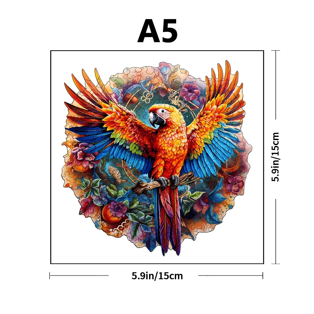 Nature-Inspired Wooden Puzzle – Parrot Edition for Adults & Children