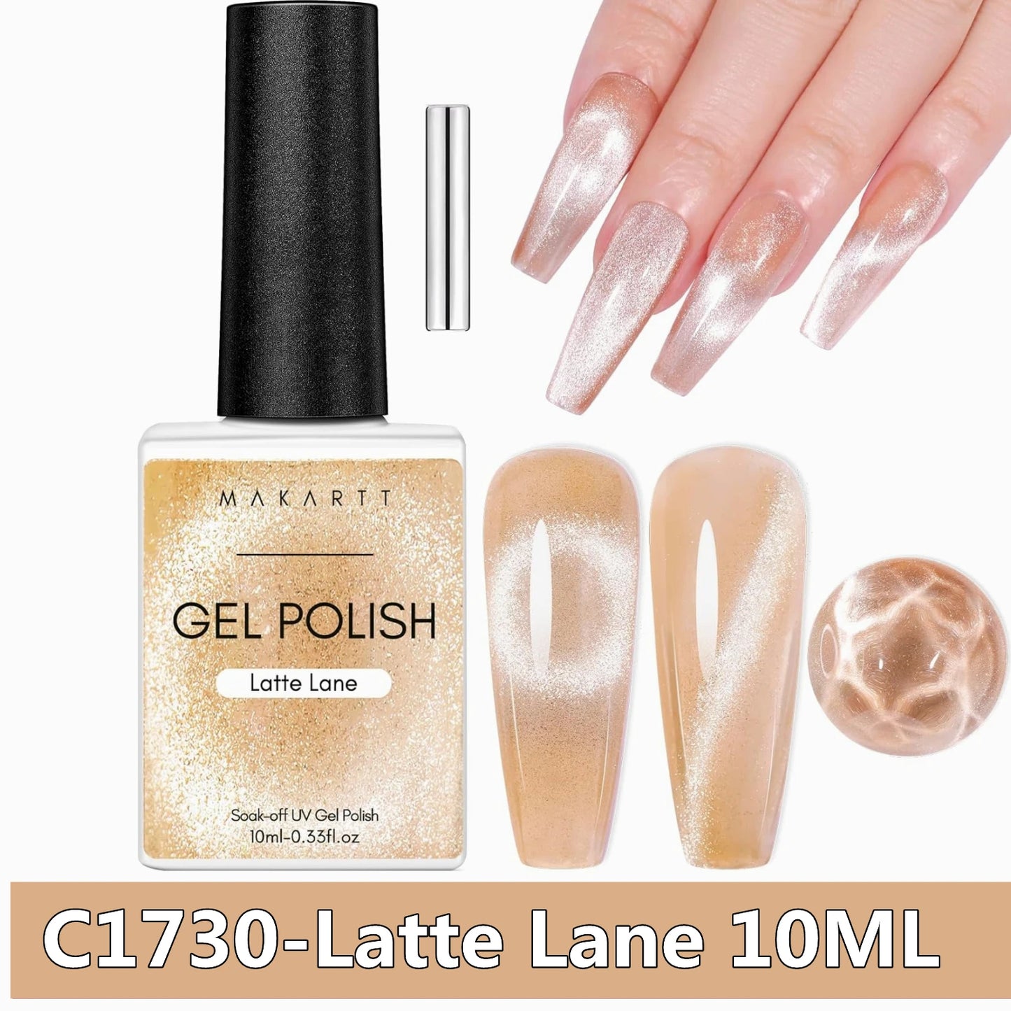 Makartt Cat Eye Nail Polish – Holographic Jelly Gel with Magnet for Home & Salon Use