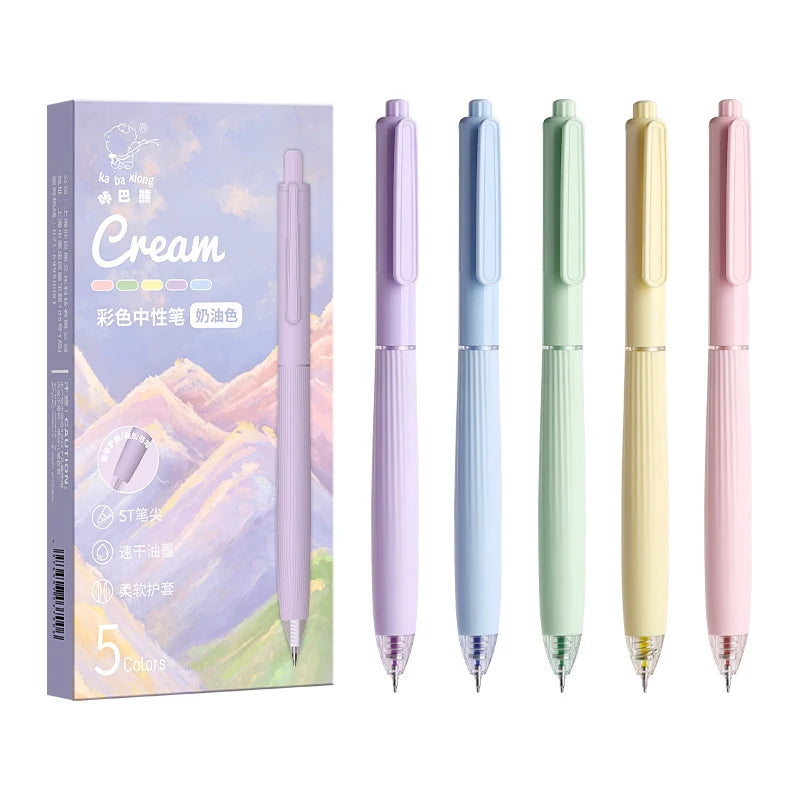 5Pcs Colored Pens, Retractable Gel Pens 0.5mm Colored Ink Quick-Dry Pens Fine Point Smooth Writing Pens for Journaling Note Tak