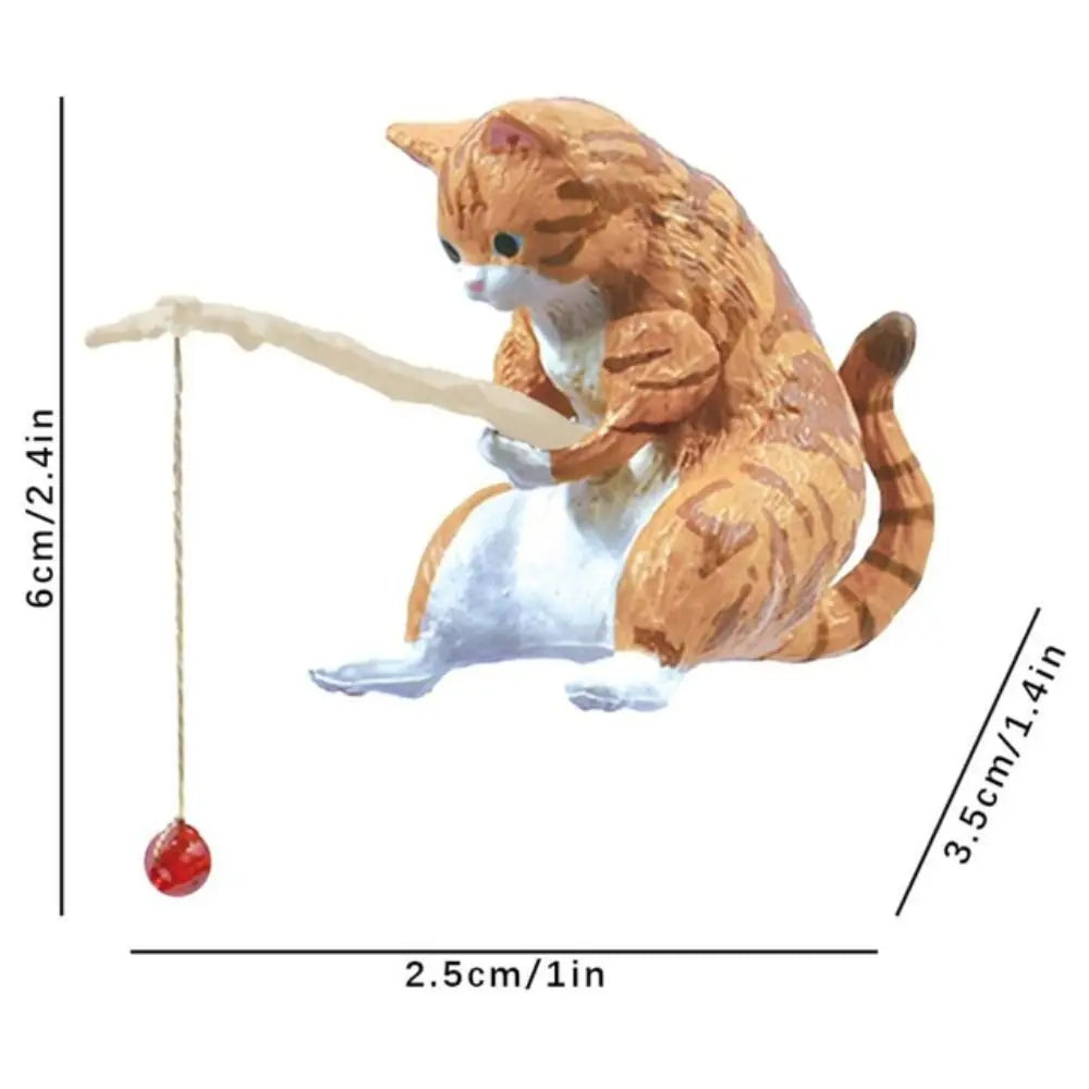 Hanging Decoration Plant Pot Aquarium Tanks Decor Fish Tank Ornaments Cat Statue Kitten Fishing Ornament Miniature Figurines