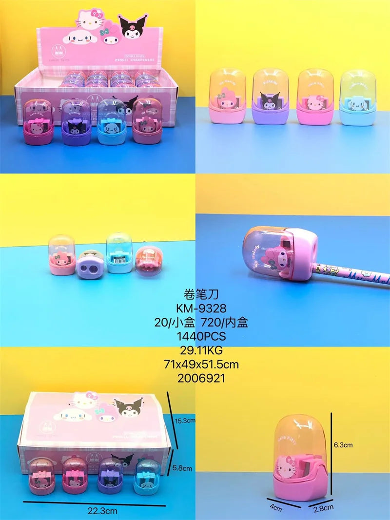 Anime Hello Kitty & Kuromi Double Hole Pencil Sharpener – Cute Cartoon Stationery for Kids, School & Portable Desk Supplies