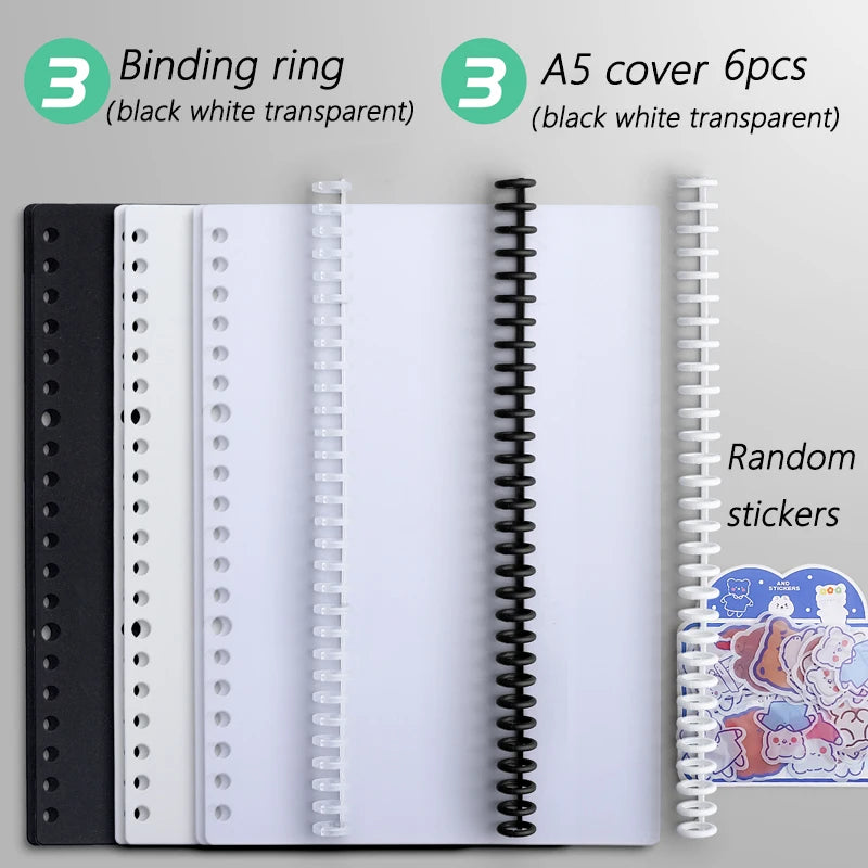 Multi-Hole Transparent Binder Covers – A4 Loose-Leaf PP Matte & Film Discbound Options for School, Office & Creative Journaling