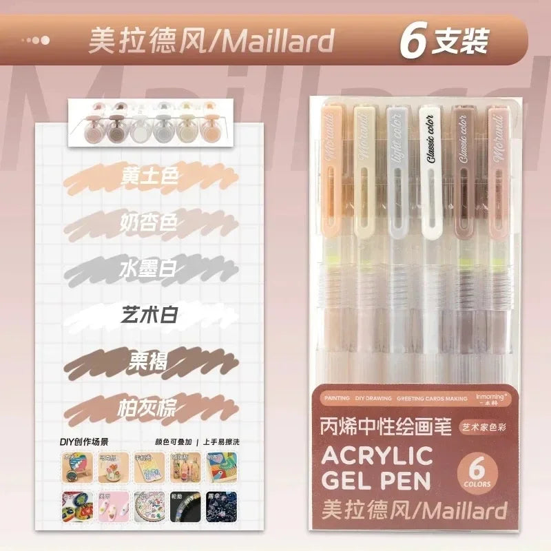 36/12 Colors Acrylic Gel Pen 1.0mm Large Capacity Student Writing Pen Painting Drawing Office School Supplies Stationery