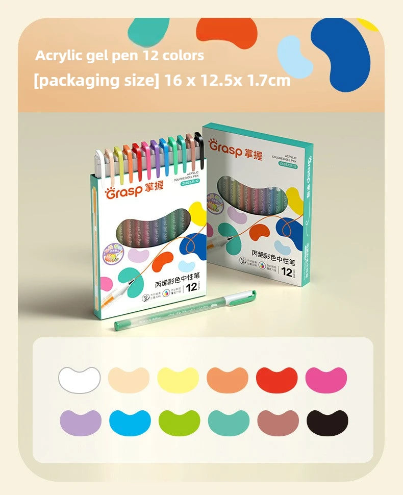 36/12 Colors Acrylic Gel Pen 1.0mm Large Capacity Student Writing Pen Painting Drawing Office School Supplies Stationery