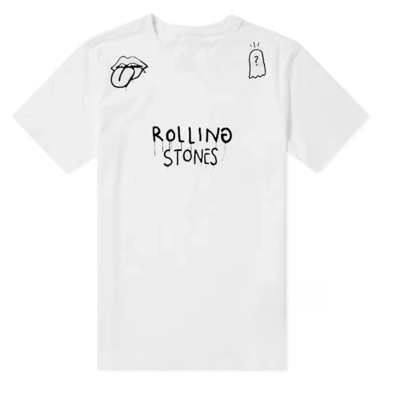 2025 Summer European and American Rock Punk The Rolling Stones T-shirt Summer Cotton Round Neck Short Sleeve Fashion Men's Tee