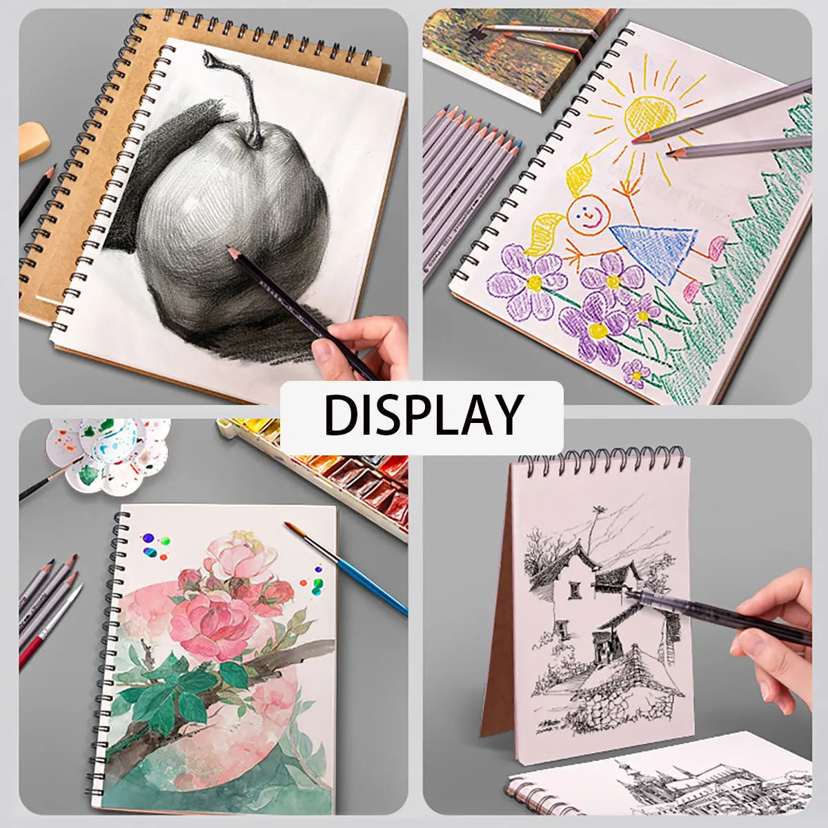 Art Sketchbook 160GSM Kraft Paper Spiral Coil Book Office School Supplies Drawing Notepad Stationary