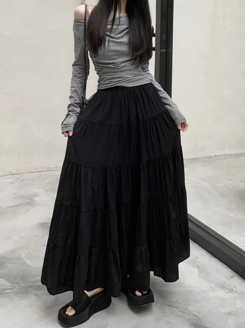 Summer High Waist White Mini Skirt Women Fashion Korean Patchwork A-Line Skirts Female Summer Solid Elegant All-Match Long Skirt