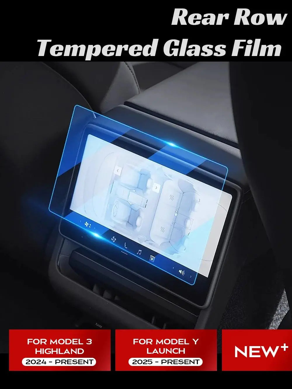 Tempered Glass Film Protector for New Tesla Model Y Launch Juniper 2025 Model 3 Highland 2024  Rear Center Control Protective