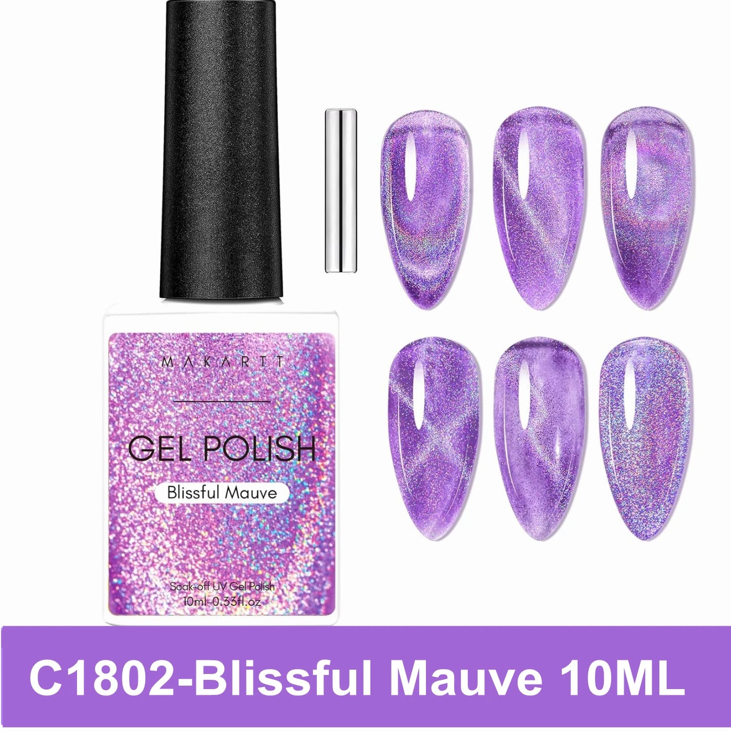 Makartt Cat Eye Nail Polish – Holographic Jelly Gel with Magnet for Home & Salon Use