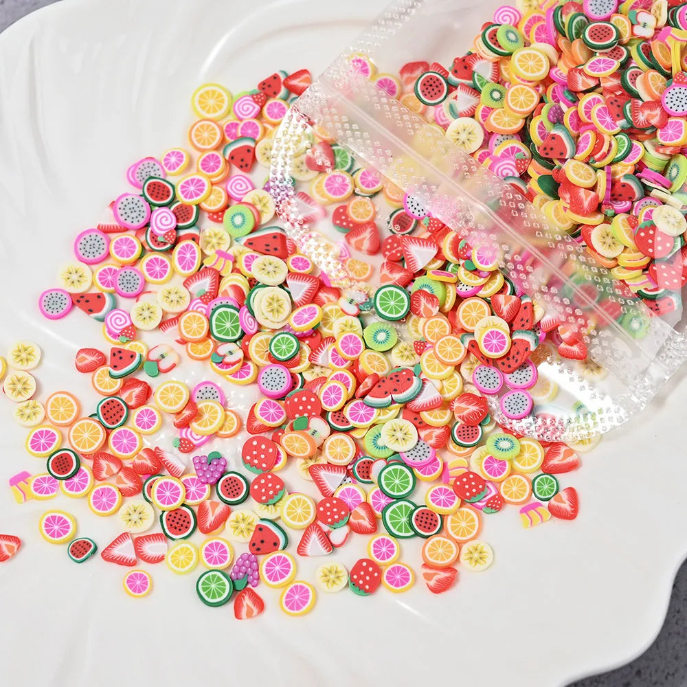 Fruit Nail Art Decoration Kit – 1000 Pcs Mixed Clay Slices for Nails, Crafts & More