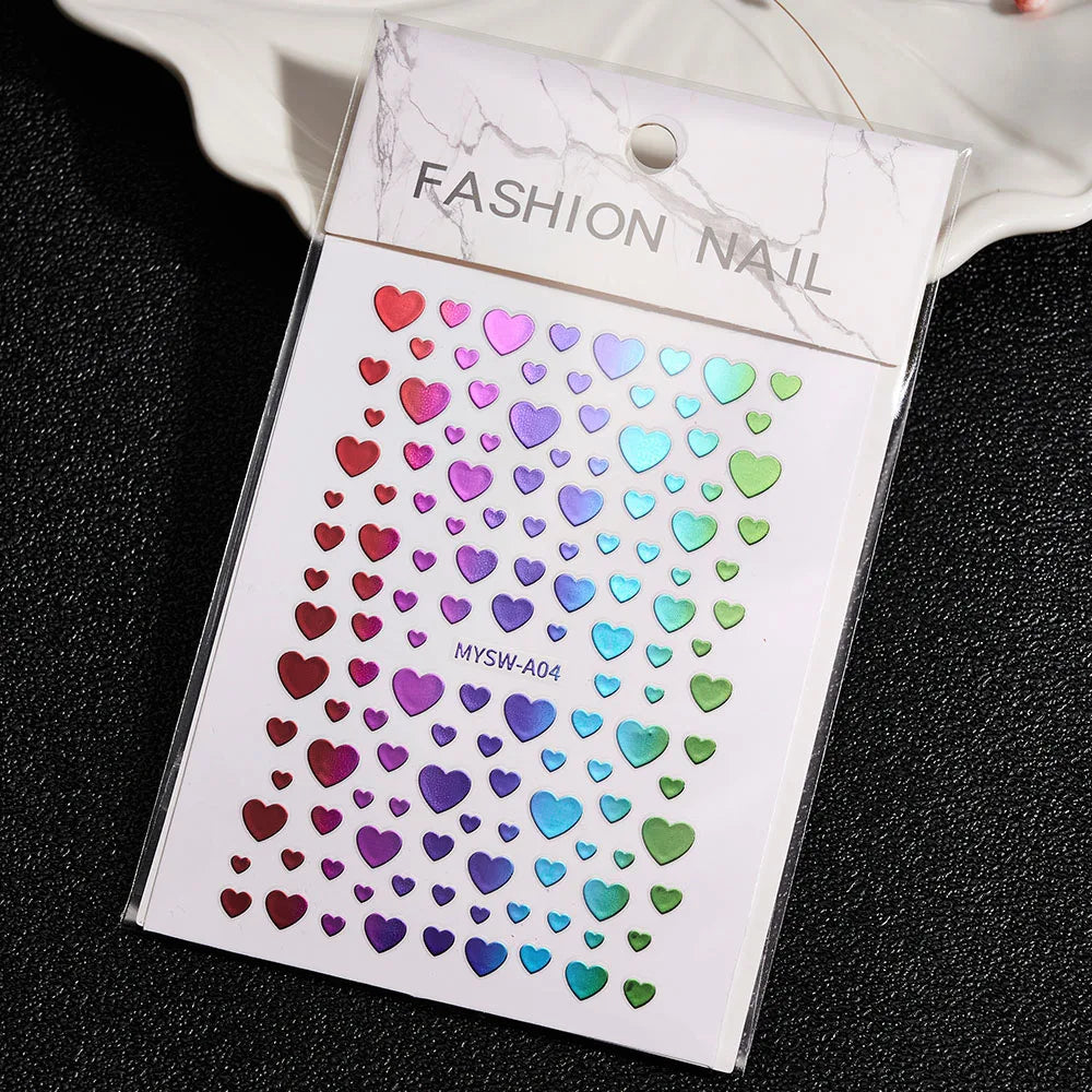 Glitter Flame Nail Art Set – Self-Adhesive Silver Stickers with Butterfly Foil for Manicure Magic