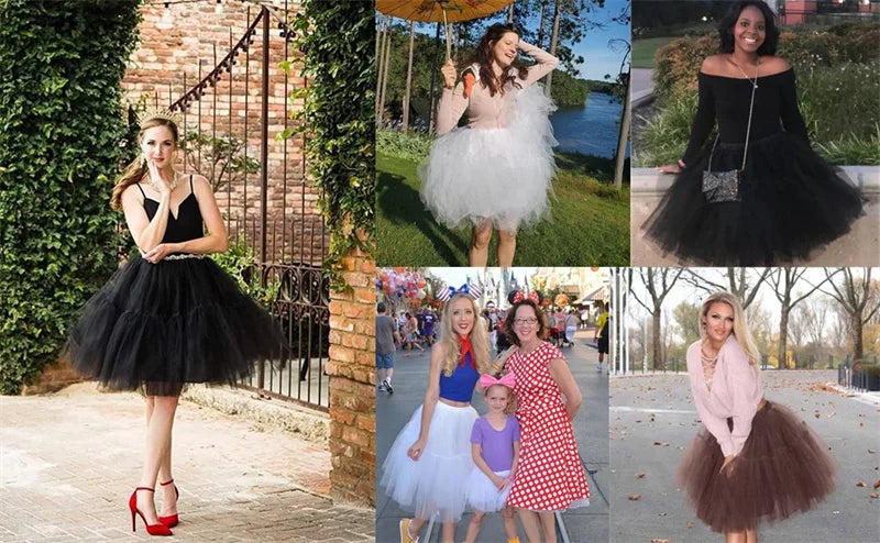 MisShow Women Tutu Short Skirt High Waist Mesh Soft Tulle Skirt Puffy Pettiskirt Prom Ball Gown Party Dance Tutu Dress