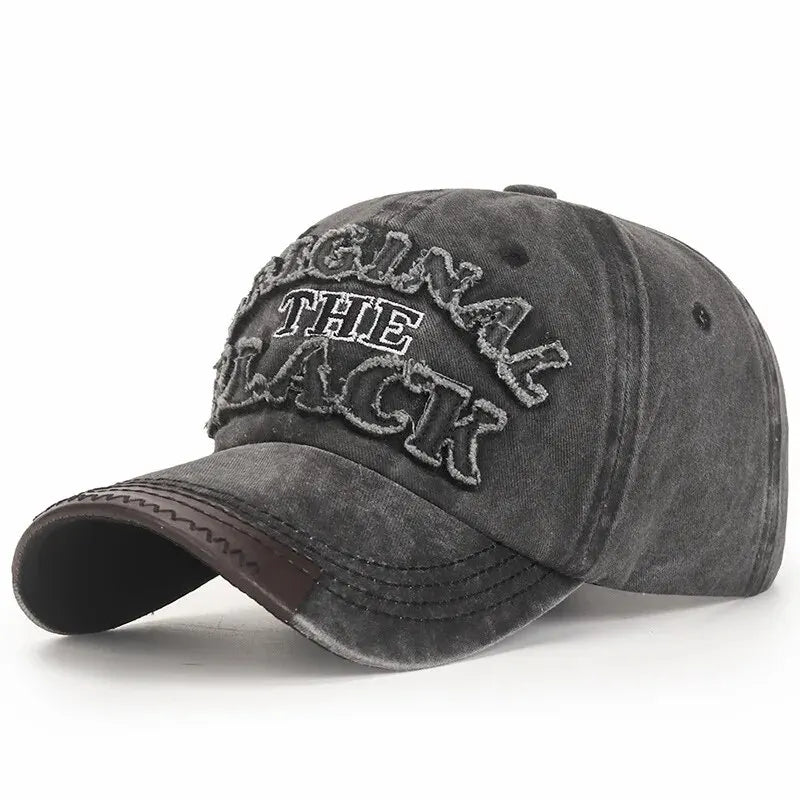 New Cotton Coated Outdoor Sports Wash Baseball Cap Embroidery Patch Black Letter Sunscreen Sunshade Hat Spring And Autumn